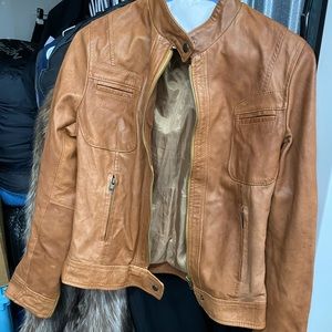 Vera pelle cognac Carmel camel Italian leather jacket